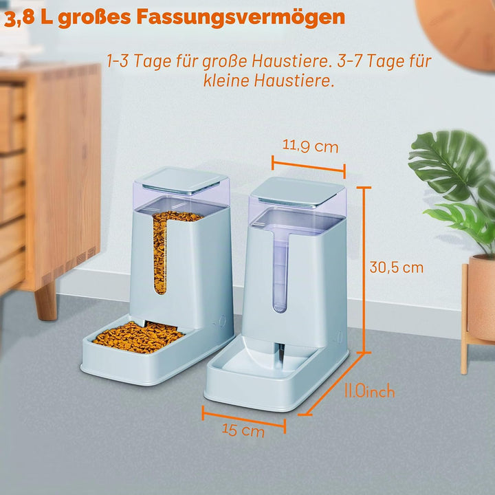 Automatischer Katzenfutterspender und Wasserspender im Set 2 Packungen Hund 1 Gallone für kleine, mi