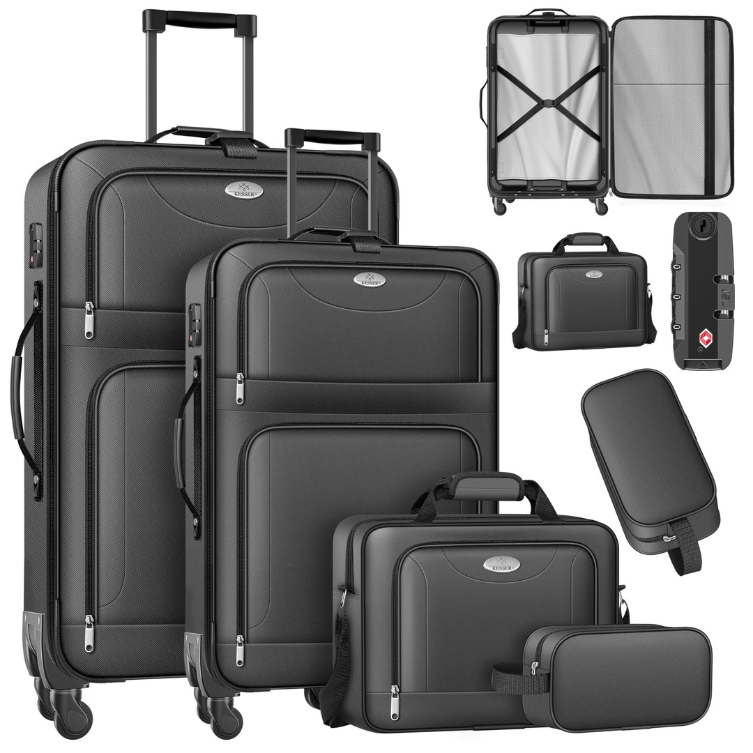 KESSER® Reisekoffer Set 4-teilig | Trolley Kofferset Stoffkoffer mit 3-Ziffern-TSA-Schloss, 360° Rol