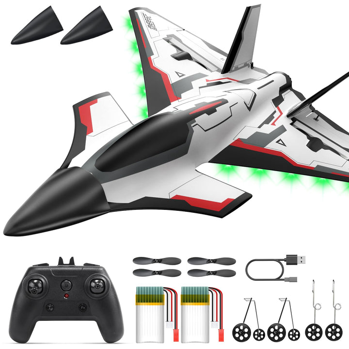 DEERC Future RC Flugzeug mit 4 Kanälen, LED-Lichtern, leicht zu fliegen, akrobatisches Flugzeug, 2,4