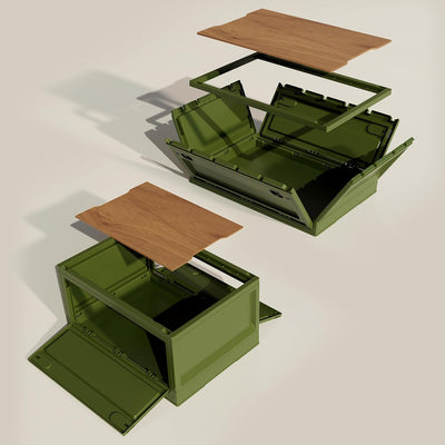 RMAN Aufbewahrungsbox mit Deckel 35L Campingbox für Auto Kofferraum Organize Auto Faltbox mit 4 Roll
