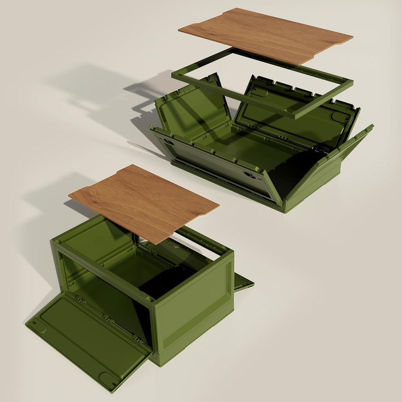 RMAN Aufbewahrungsbox mit Deckel 35L Campingbox für Auto Kofferraum Organize Auto Faltbox mit 4 Roll