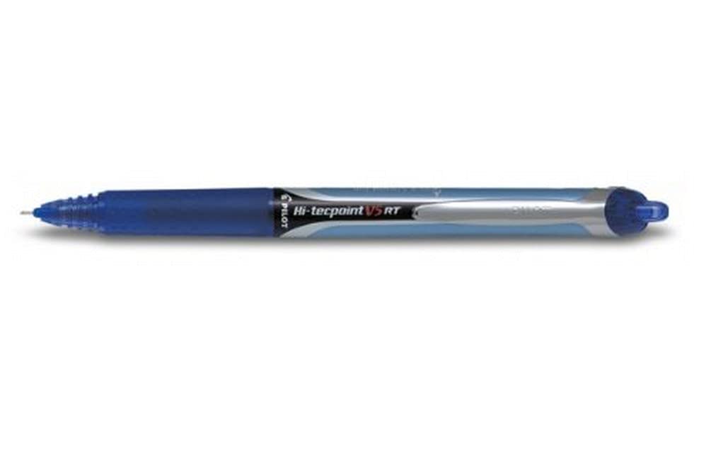 Pilot V5 RT Hi-Techpoint Druck-Tintenroller 0,5 mm Schreibspitze 0,3 mm Strichbreite 12 Stück blau b