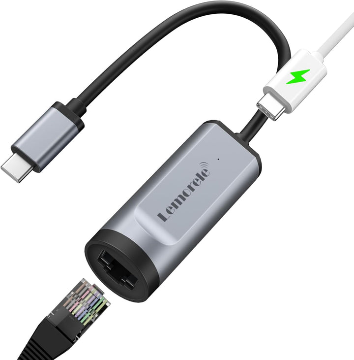 USB C auf Ethernet Adapter, Lemorele Thunderbolt 3/Typ C auf RJ45 Gigabit Ethernet LAN Netzwerk Adap