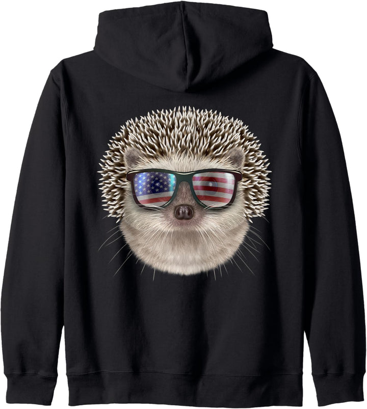 Igel trägt eine Flagge der USA-Sonnenbrille Kapuzenjacke
