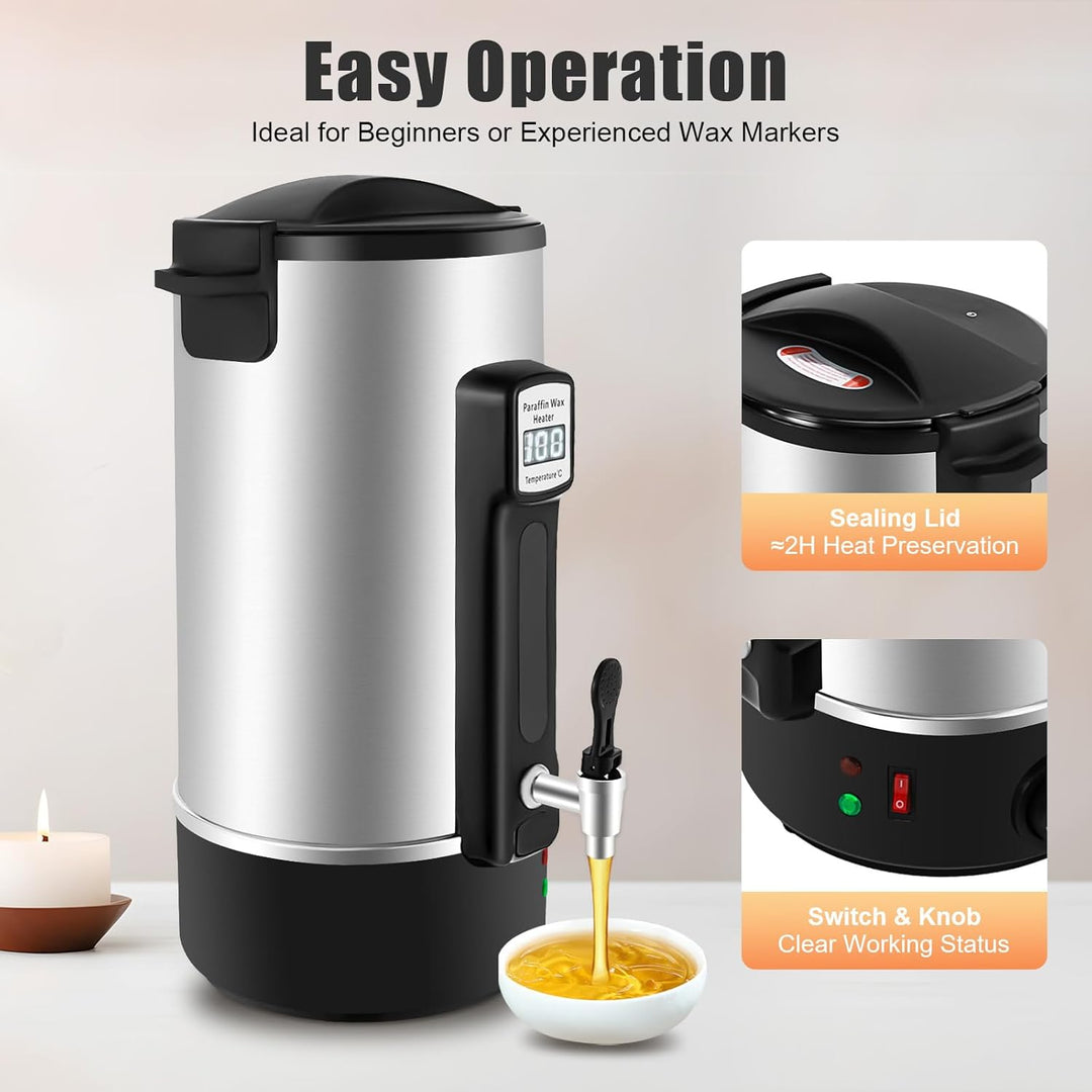 10L Wax Melter Edelstahl Wachswärmer mit LED Anzeige, EU Stecker, 1100W | Grosse Kapazität, schnelle