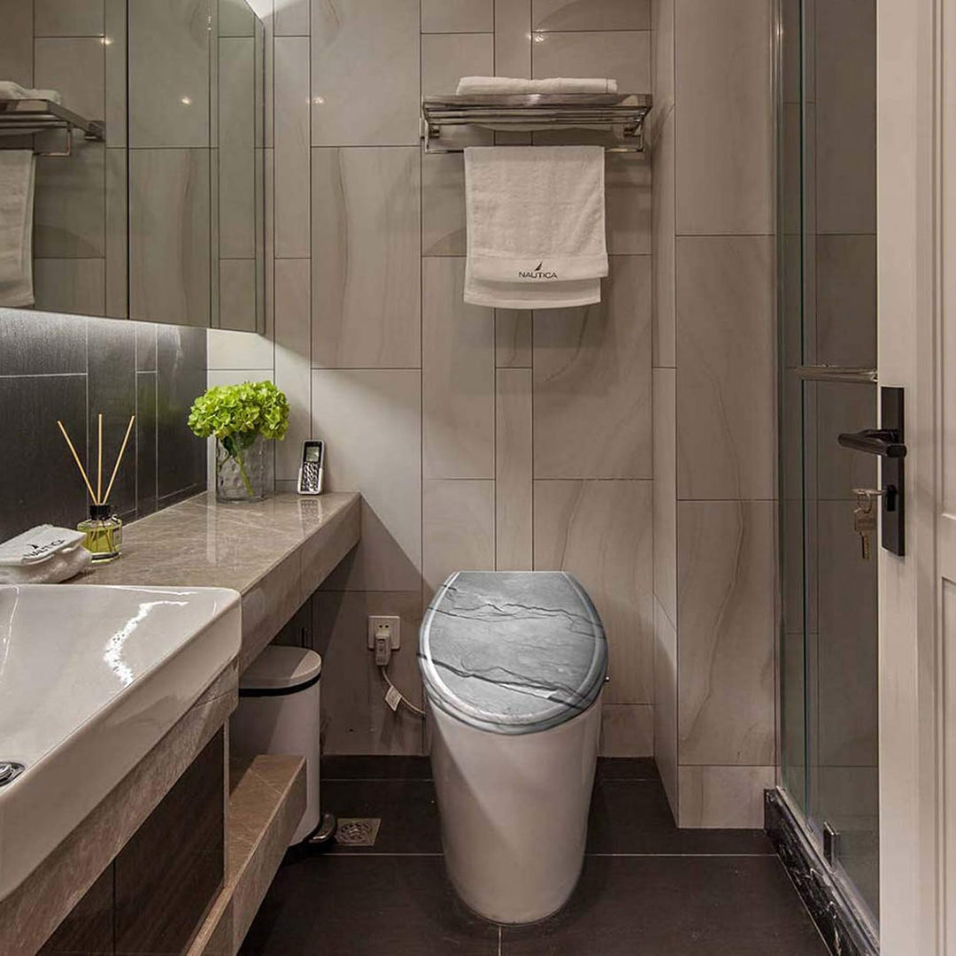 HENGMEI Toilettendeckel mit Absenkautomatik Toilettensitz WC-Sitz Klodeckel Klobrille aus Hartplasti