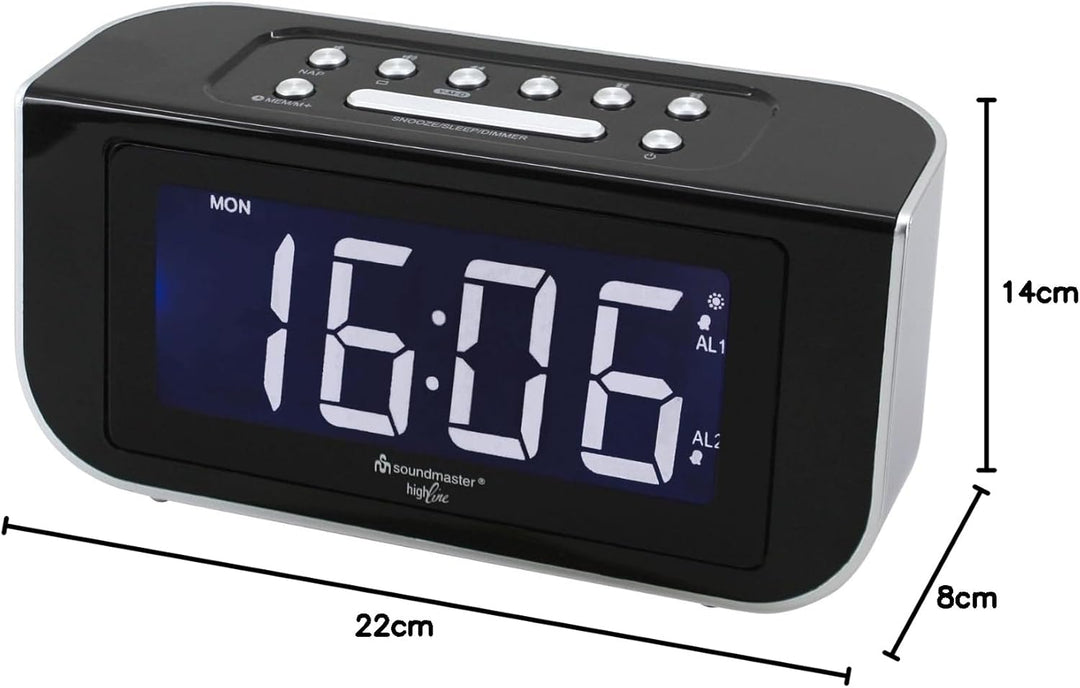 Soundmaster FUR4005 PLL UKW Funkwecker Radiowecker Wecker Dual-Alarm dimmbares Jumbo Display