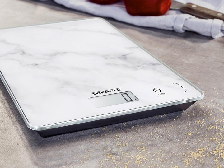 Soehnle Page Compact 300 Marble, digitale Küchenwaage mit Marmormuster, Gewicht bis zu 5 kg, Haushal