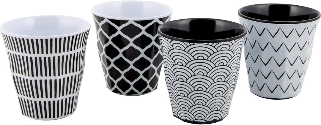 Bo-Camp Melamin Campinggeschirr Set Mix&Match Essgeschirr Teller Becher 16tlg Schwarz, Schwarz