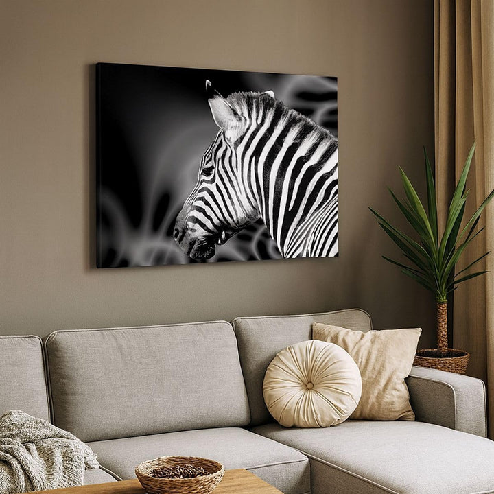 Bilder auf Leinwand 100x70cm Leinwandbild mit Rahmen Tier Zebra Streifen Gross Wanddeko Bild Schlafz