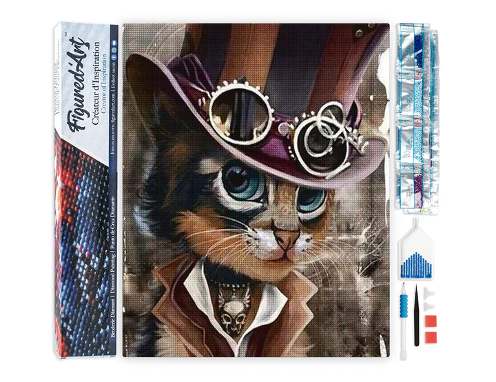 Figured'Art Diamond Painting Erwachsene 40x50cm Ganze Leinwand gerollt Dandy Katze 5D Bilder Eckige