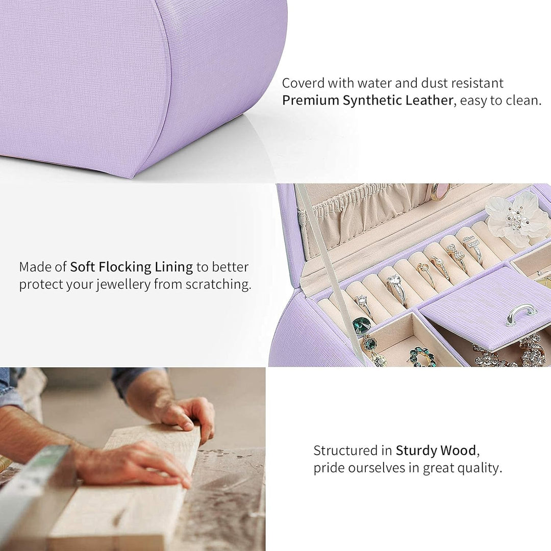 Vlando Schmuckkasten vom Netherlands Design Team, mit Spiegel und Schubladen, Purple(Crocodilian Tex