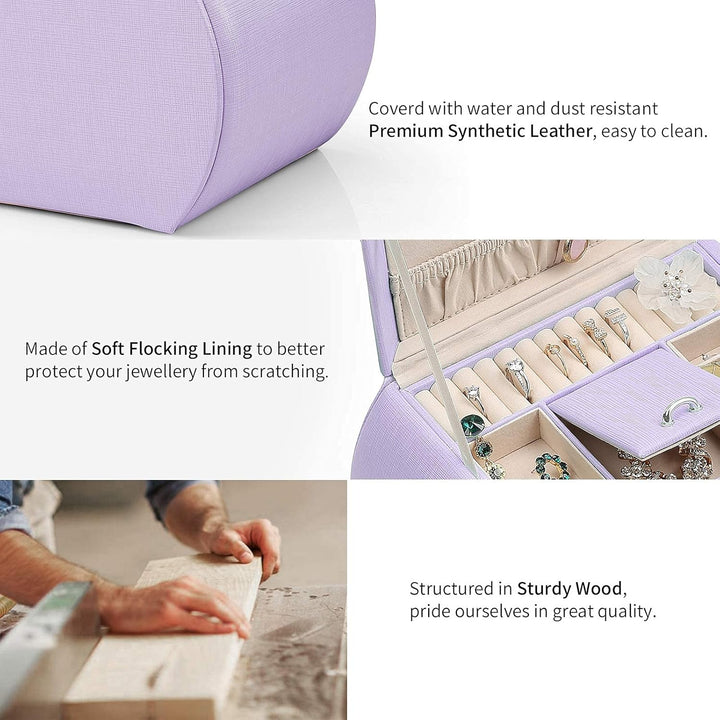 Vlando Schmuckkasten vom Netherlands Design Team, mit Spiegel und Schubladen, Purple(Crocodilian Tex