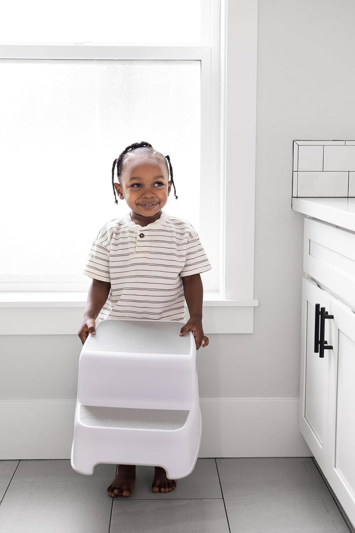 Ubbi Wide 2 Step Stool for Kids, Toddler Stool for Toilet Potty Training, Slip Resistant Soft Grip f