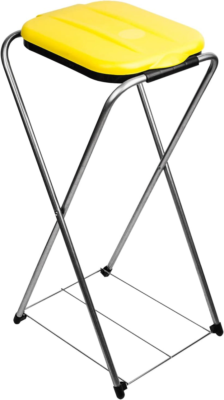 BigDean Müllsackständer EasyFix GELB 120L - Müllbeutelhalter mit Gitterboden - Müllsackhalter Metall