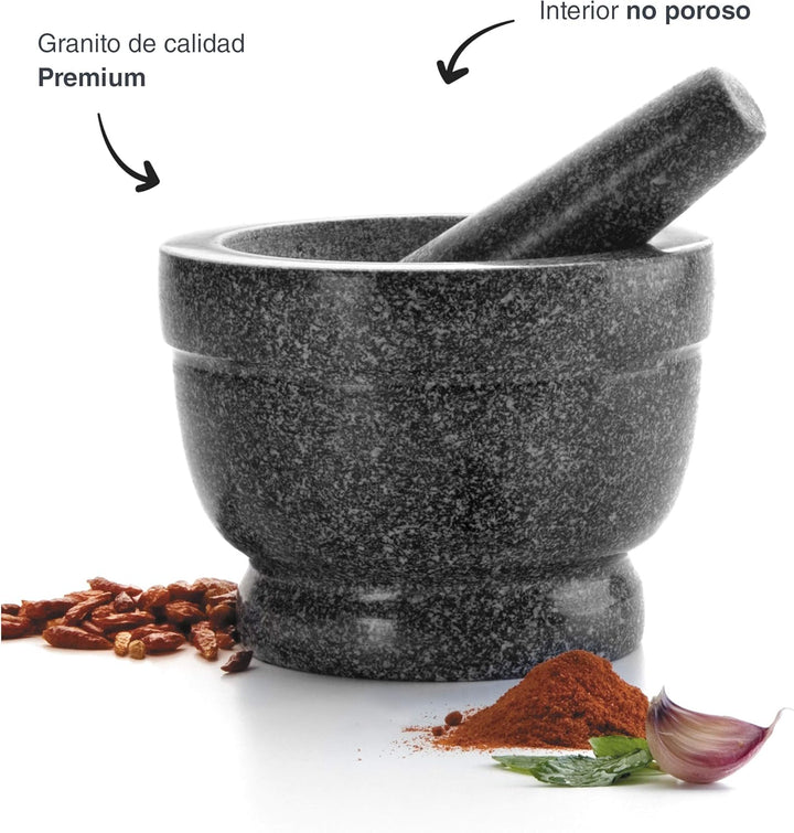 LACOR- 60516 - Granit Handmörtel, Küchenmörtel mit Mace, Nicht porös Innenraum, robust, robust und l