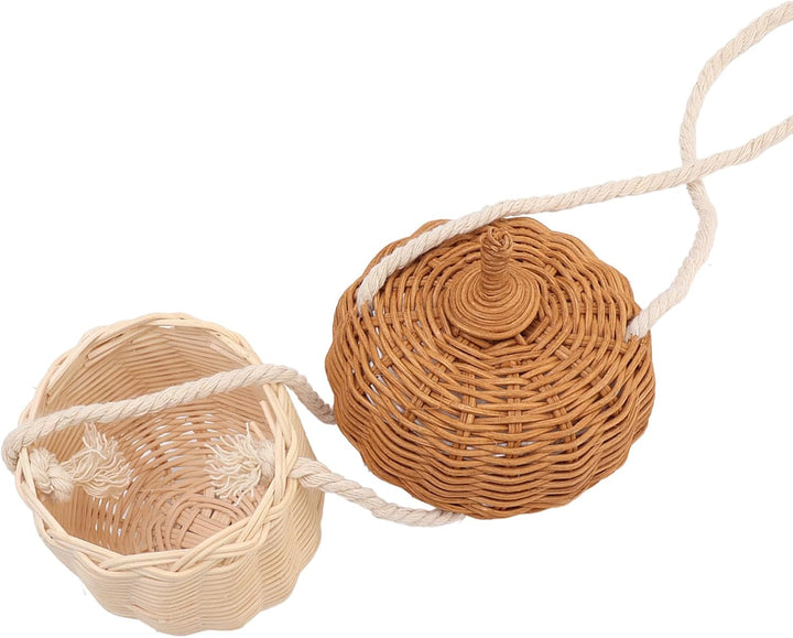 Tissting Rattan Eichel Schultertasche 16cm/6.3in - Handgewebtes Kinderkörbchen für Aufbewahrung und