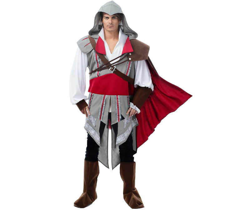 Herren Kostüm Assassins Creed Ezio Deluxe Gr. M-XL weiss rot Fasching Karneval (XL), XL