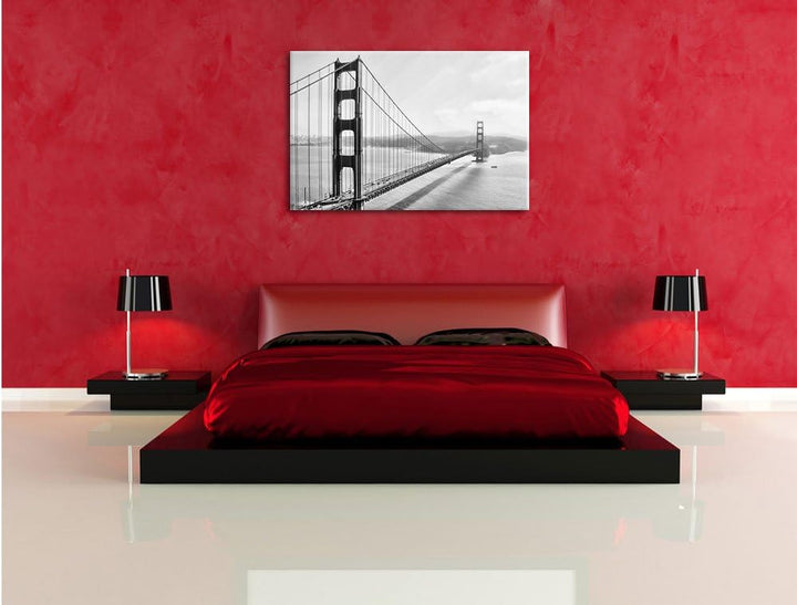 Pixxprint Golden Gate Bridge, San Francisco / 100x70cm Leinwandbild bespannt auf Holzrahmen/Wandbild