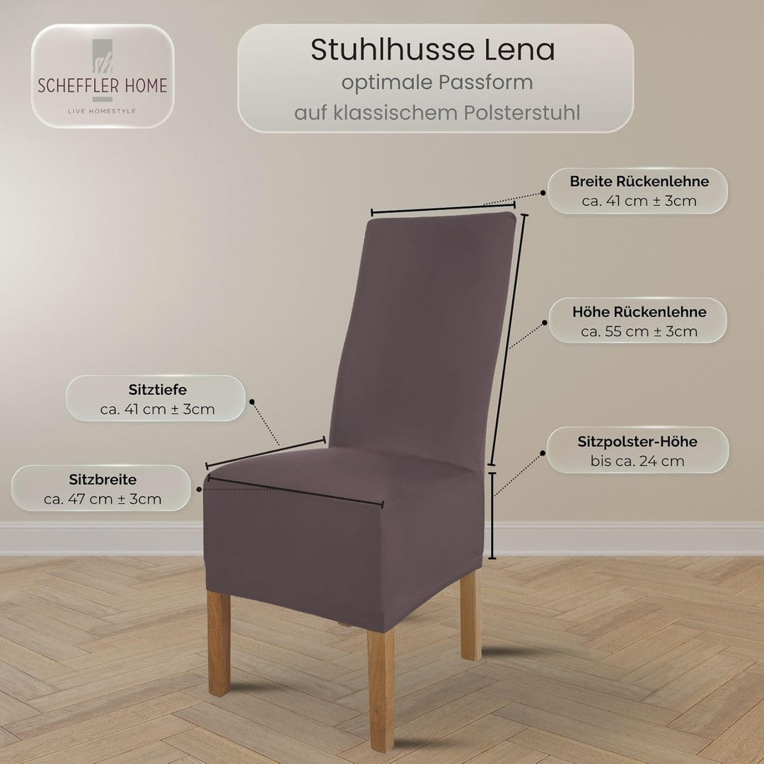 SCHEFFLER-Home Stuhlhussen 6er Set Lena Shark-Hai/elastische und langlebige Hussen für Stühle/Robust