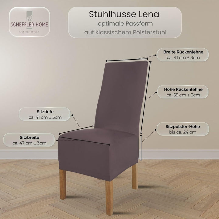 SCHEFFLER-Home Stuhlhussen 6er Set Lena Shark-Hai/elastische und langlebige Hussen für Stühle/Robust