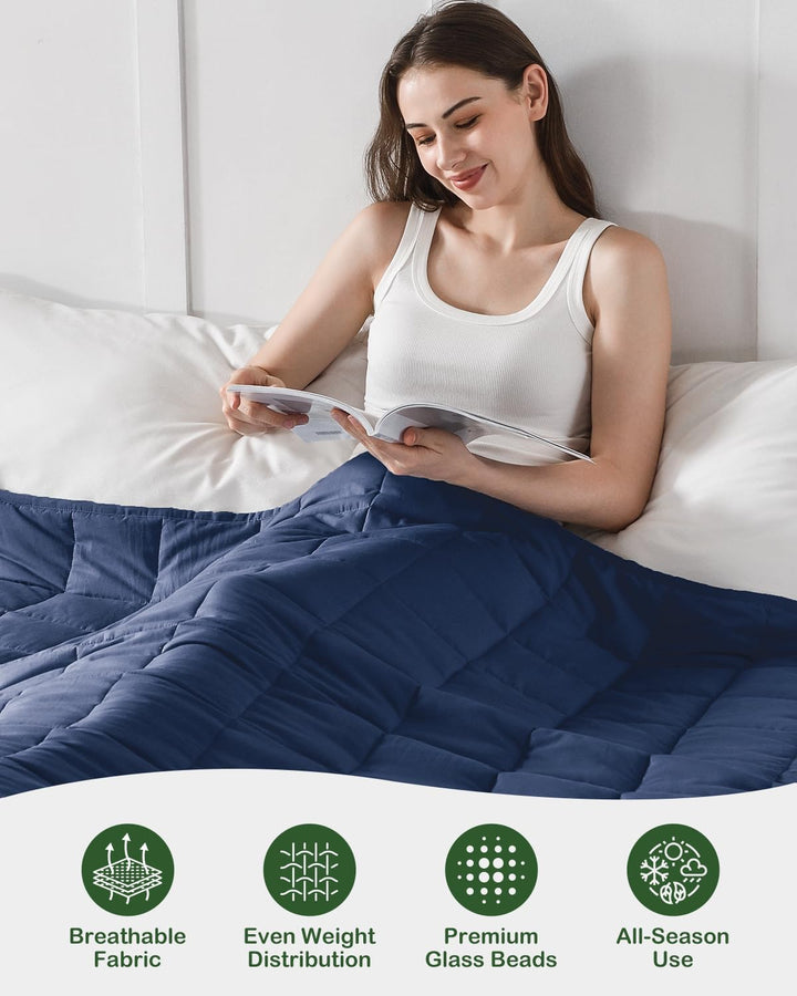 Sivio Gewichtsdecke für Erwachsene 7kg, Atmungsaktive Beschwerungsdecke, weiches Material mit Glaspe