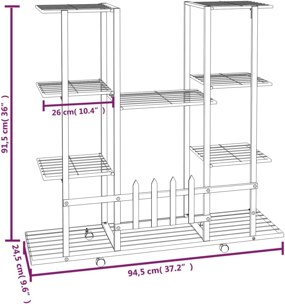 puraday 94,5x24,5x91,5 cm Blumenständer Balkon Blumenständer Draussen Blumenregal Outdoor Blumenstän