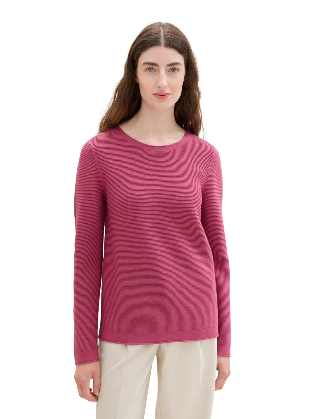 TOM TAILOR Damen Basic Strickpullover aus Bio-Baumwolle XS 16348 - Pink Velvet, XS 16348 - Pink Velv