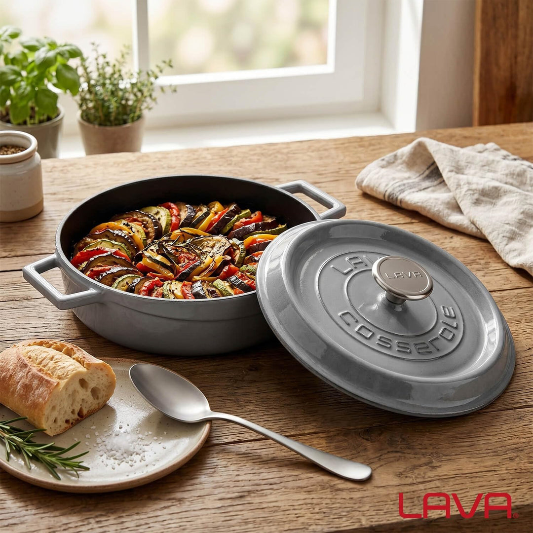 Lava Premium Serie - Allzwecktopf aus Gusseisen, rund, 24 cm, Majolic Grau Ø 24cm Gray, Ø 24cm Gray