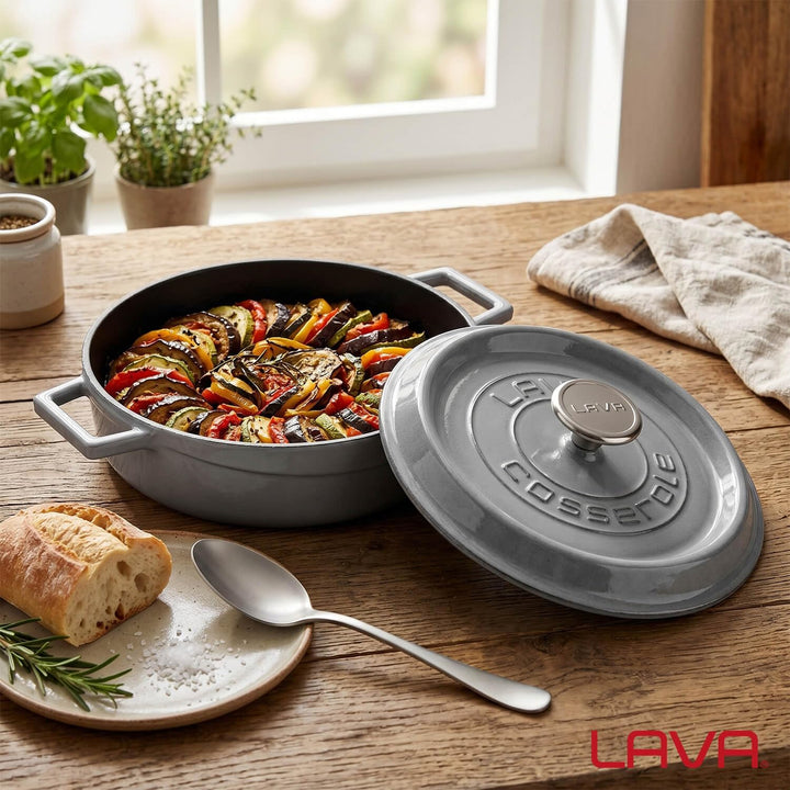 Lava Premium Serie - Allzwecktopf aus Gusseisen, rund, 24 cm, Majolic Grau Ø 24cm Gray, Ø 24cm Gray