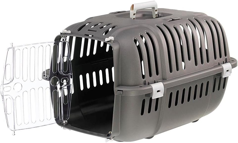 Ferplast Transportbox katze, Hundetransportbox kleine Hunde und Katzen bis 8 kg, transparente Tür, L