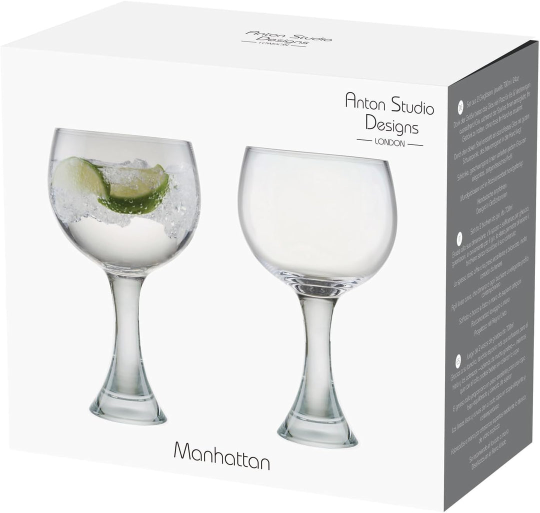 Anton Studio Designs Manhattan Gin-Gläser, durchsichtig, Set aus 2 Gläsern, Gin-Gläser