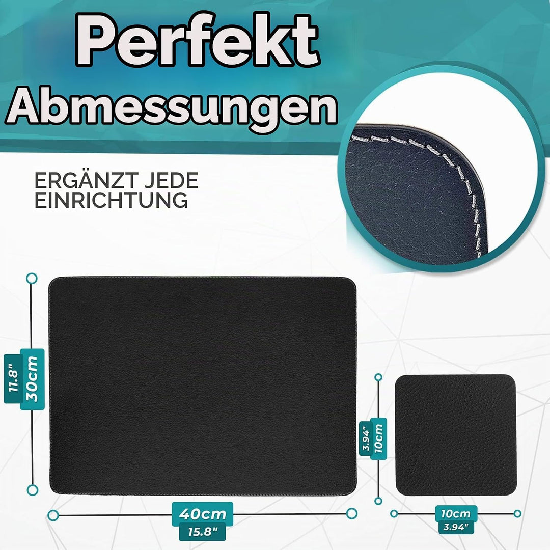 Platzsets und Untersetzer (2er Set) aus recyceltem Leder, Tisch-Sets, 2 Stück platzsets und 2 unders