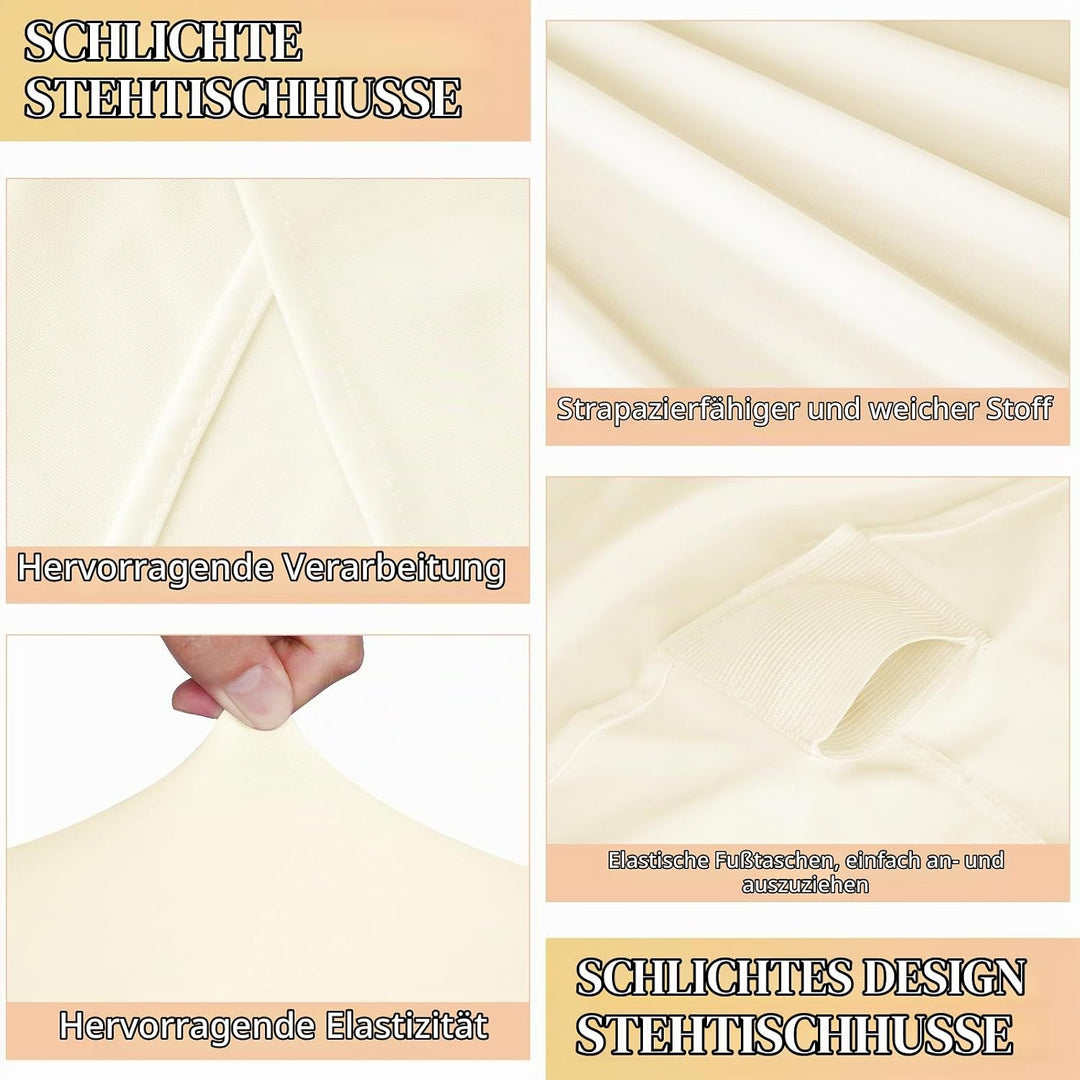 Teruntrue 3 Stück Beige Stehtisch Hussen Stehtische, Stehtischhusse für Ø 80-85 cm Stehtische und Bi