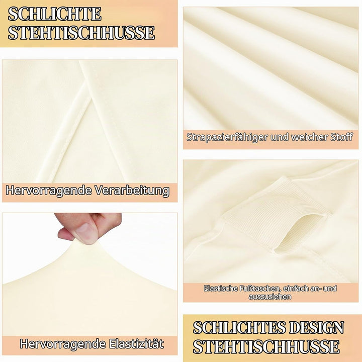 Teruntrue 3 Stück Beige Stehtisch Hussen Stehtische, Stehtischhusse für Ø 80-85 cm Stehtische und Bi