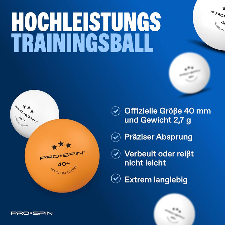 PRO-SPIN Tischtennisschläger Set - Mit Tischtennisnetz Für Jeden Tisch, Tischtennis bälle 3-Sterne,