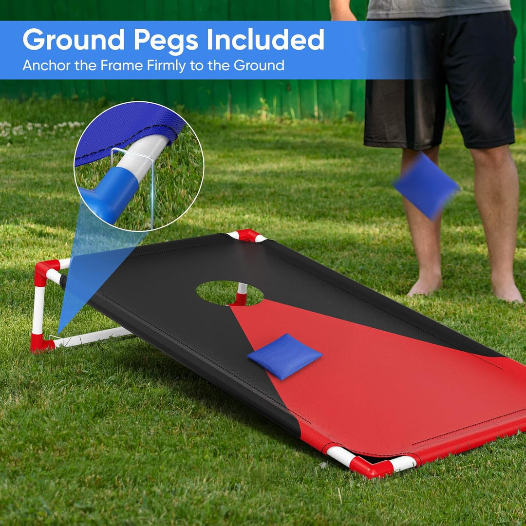 WildFun Cornhole Spiel Outdoor für Erwachsene und Kinder, Tragbar Cornhole Toss Set mit 8 Cornhole S