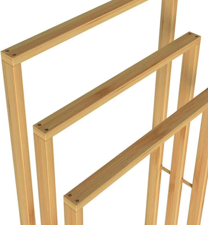 CASARIA® 2er Set Handtuchständer Freistehend Bambus Holz 3 Stangen 82 x 40 x 24 cm Ablage Handtuchha