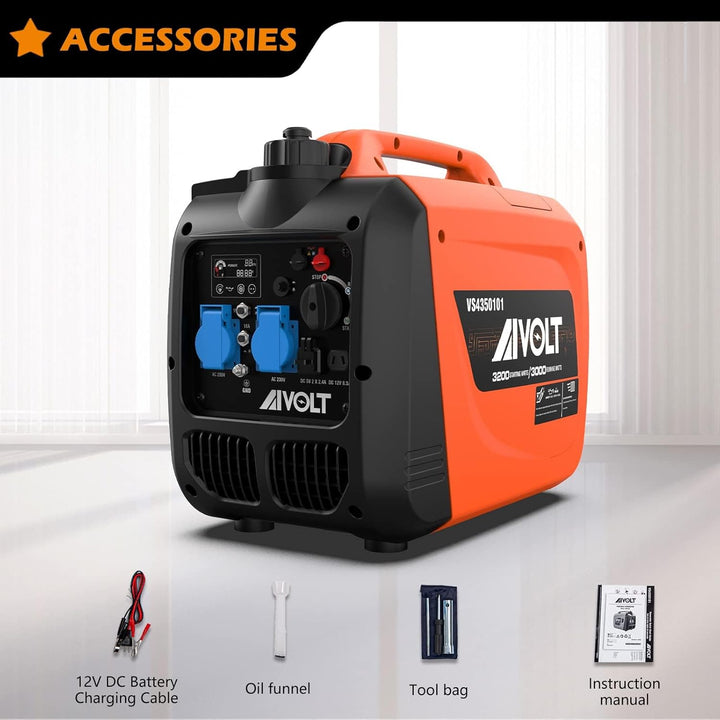 AIVOLT Inverter Stromerzeuger 3200 Watt Stromgenerator Notstromaggregat Benzin leise Stromaggregat f