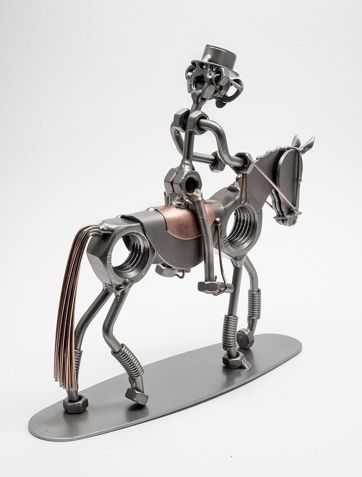 STEEMO Schraubenmännchen Dressur-Reiter Pferde-Geschenk Metall-Deko 22x6x21 cm