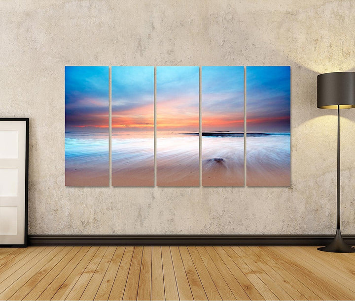 islandburner Bild auf Leinwand Sonnenuntergang Strand Meer Bilder Wandbilder Poster Leinwand 170x80c
