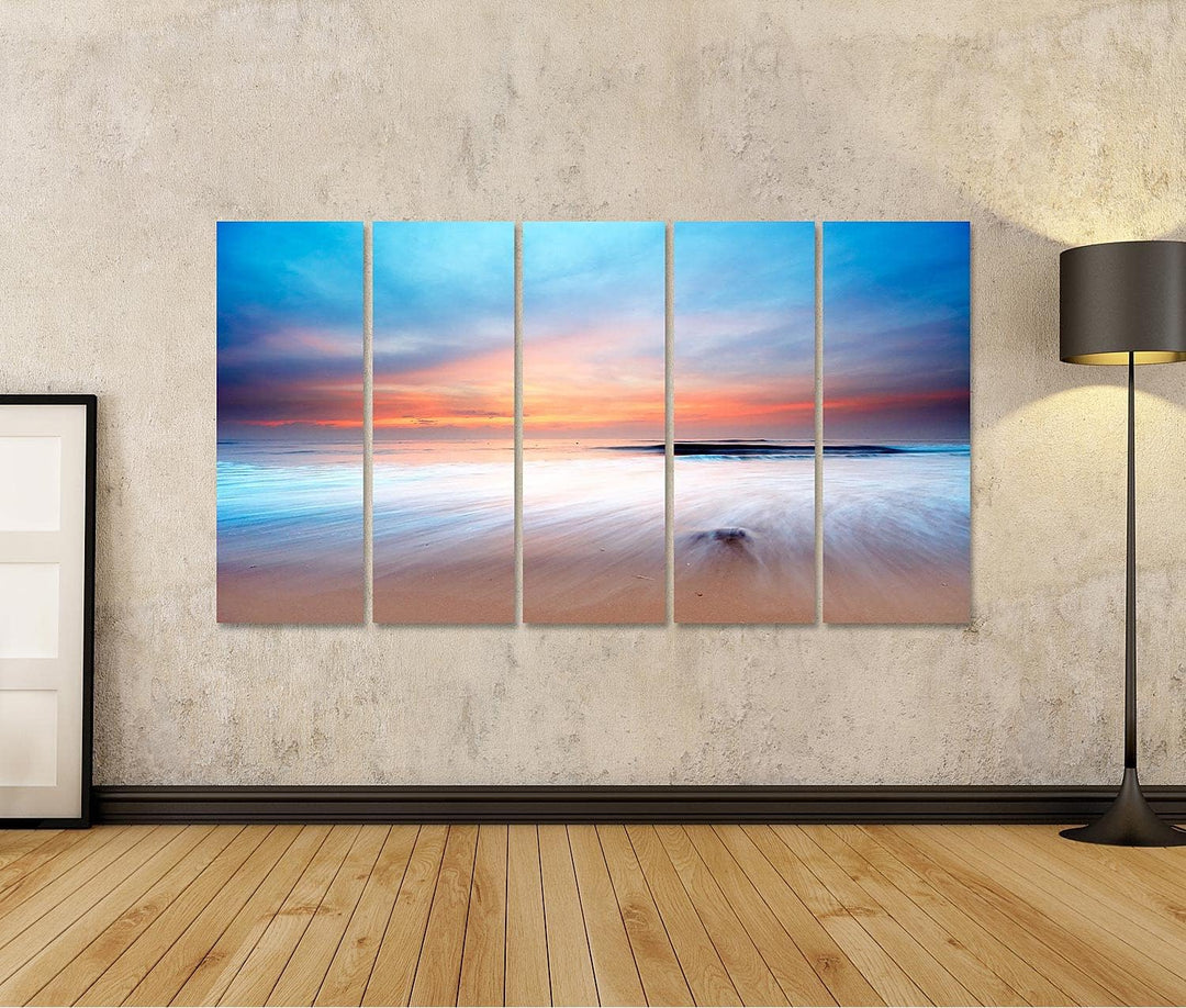 islandburner Bild auf Leinwand Sonnenuntergang Strand Meer Bilder Wandbilder Poster Leinwand 170x80c