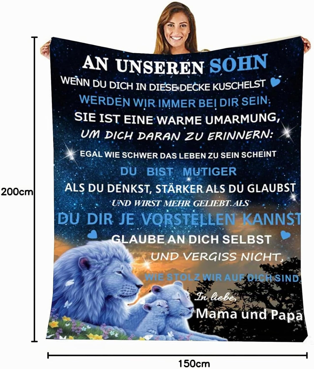 Personalisierte Decke Geschenk für Sohn Von Eltern, Kuscheldecke Flauschige An Unseren Sohn Von Mama