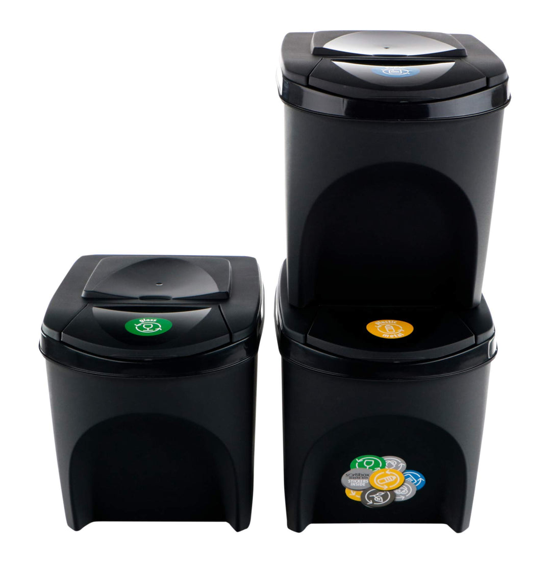 Prosperplast ZA907 Recycling-Eimer, Kunststoff, 25 l, 24 x 40 x 33,7 cm, Anthrazit, 3 Stück anthrazi