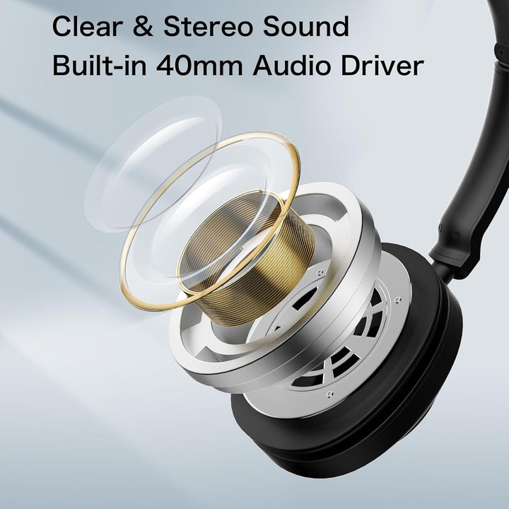 Voistek Headset mit Mikrofon Bluetooth & USB Dongle, 50Std. Akku, On Ear Wireless Headset mit Mikrof