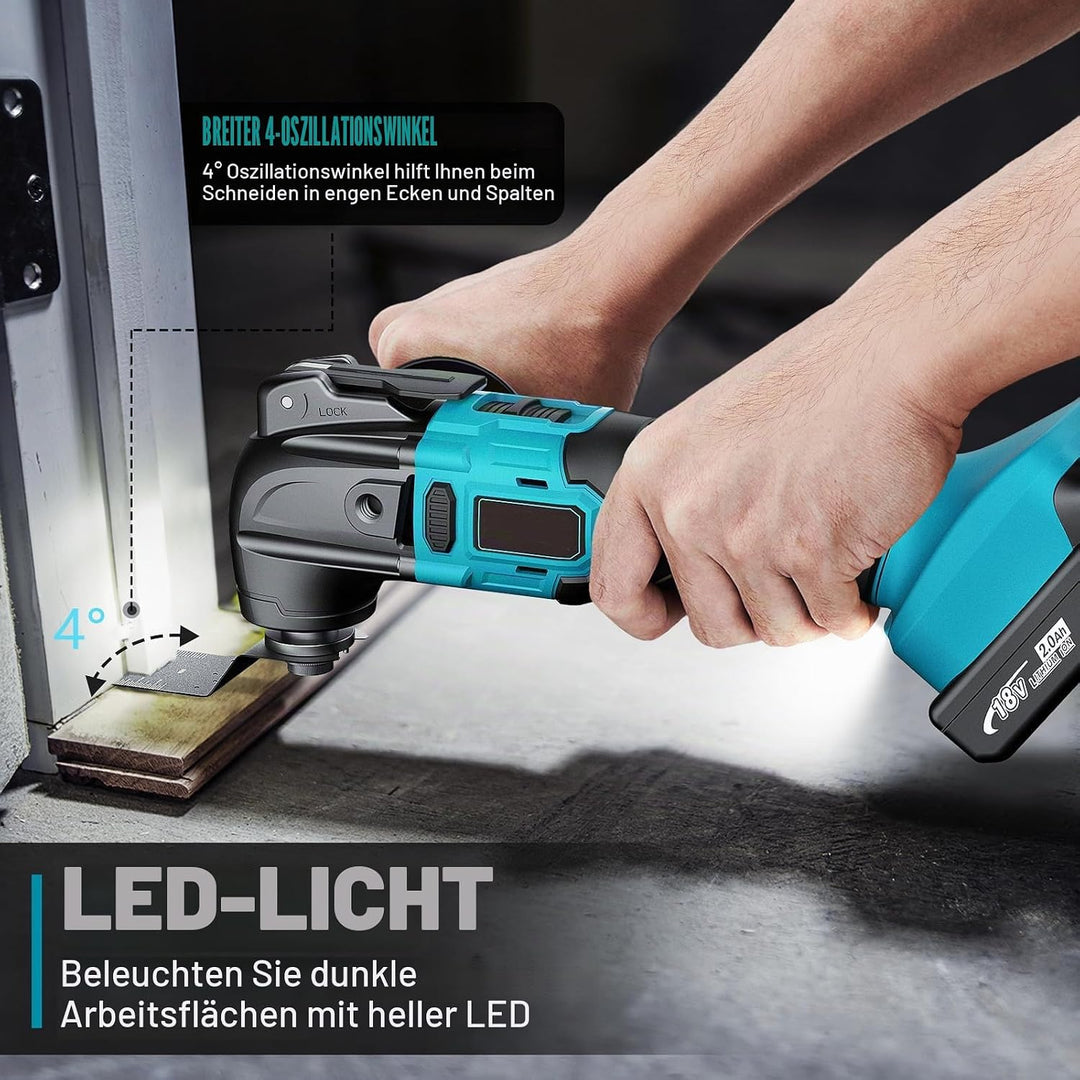 Akku-Multifunktionswerkzeug Kompatibel mit Makita Akku 18V, Kabelloses Oszillierendes Werkzeug-Set,