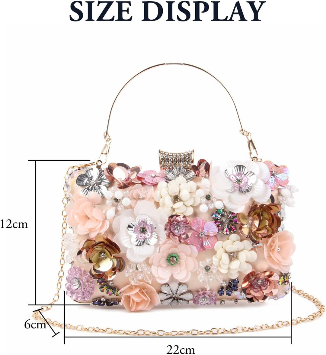 LHHMZ Damen Eleganz Blumen Abend Clutch Taschen Blumen Korn Hochzeits Einkaufstaschen Braut Schulter