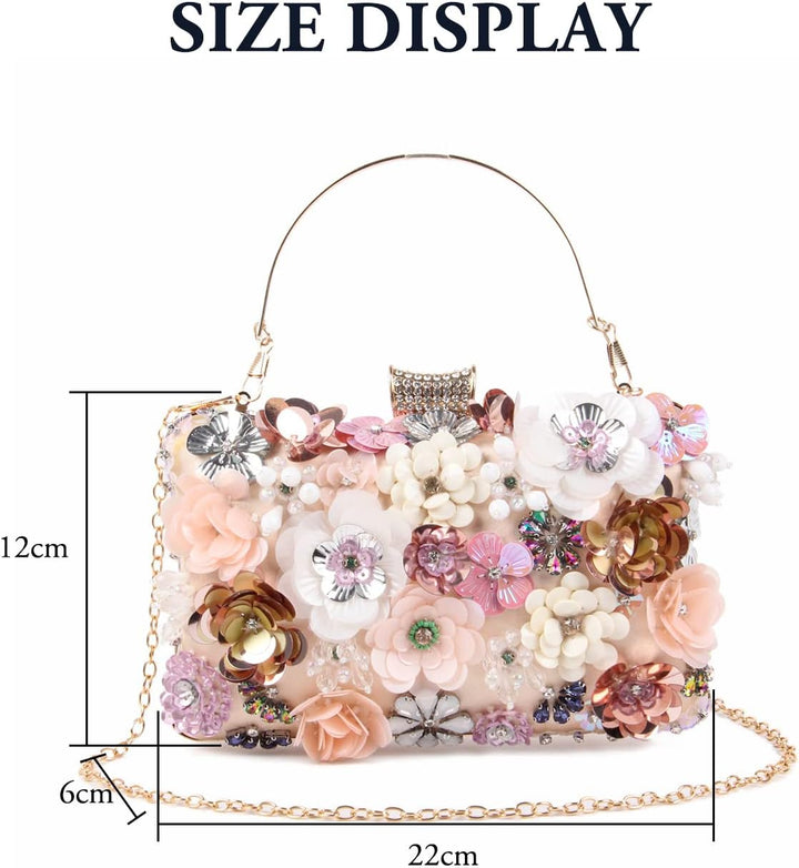 LHHMZ Damen Eleganz Blumen Abend Clutch Taschen Blumen Korn Hochzeits Einkaufstaschen Braut Schulter