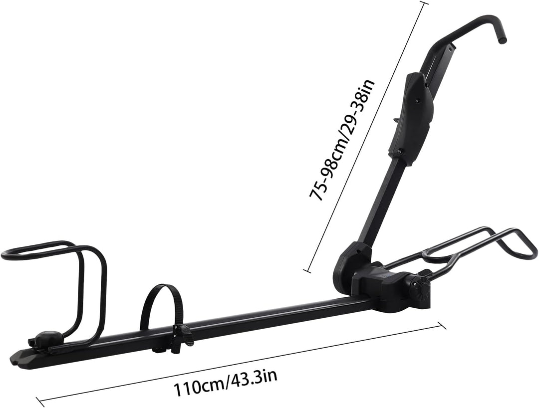 Dach Fahrradträger, 110cm Fahrradrahmenhalter Aluminiumlegierung höhenverstellbar 75-98cm abschliess