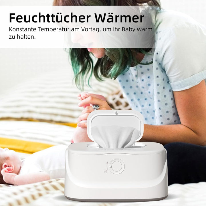 Baby-Feuchttücher-Wärmer,CEIEVER Tragbarer Windel Wipe Warmer Wipes Heizbox mit 3-stufiger Temperatu